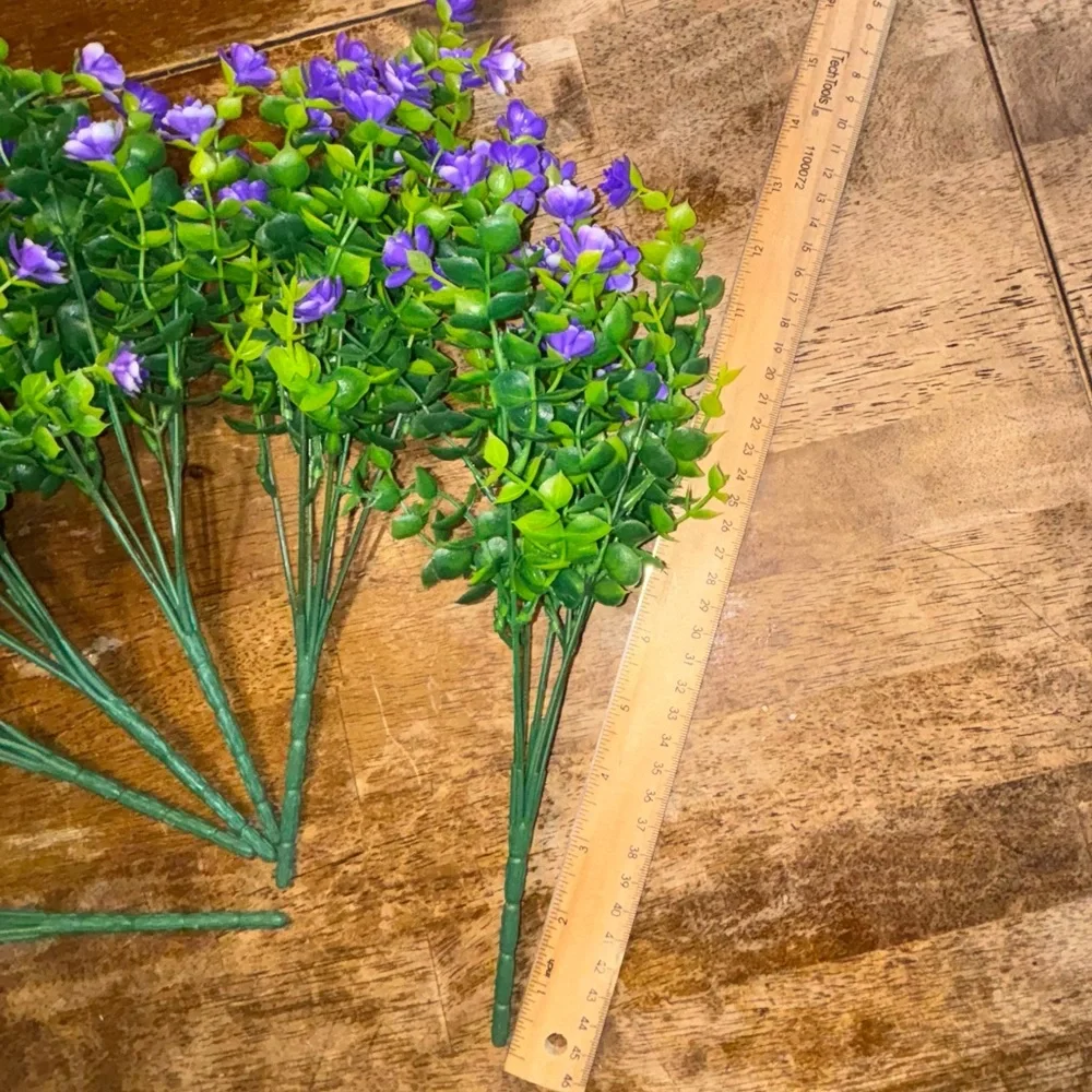 6 pcs Purple Artificial Flowers Outdoor Plastic Faux Flowers NWOT
